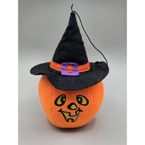 VINTAGE RUSS BERRIE HALLOWEEN PUMPKIN PLUSH BALL ORNAMENTS/DECORATION WITCH mis4